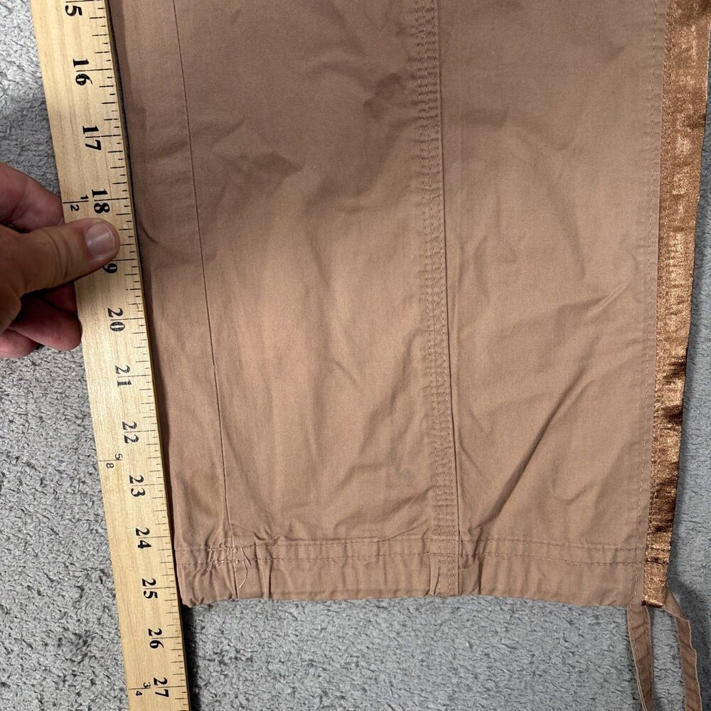 Cache Women’s Cropped Cargo Pants Size S Tan Brown Floral Boho Y2K Rave Fairy - Picture 9 of 15